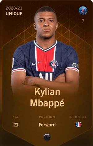 2020-21 UNIQUE 7 Kylian Mbappe AGE 21 POSITION Forward COUNTRY